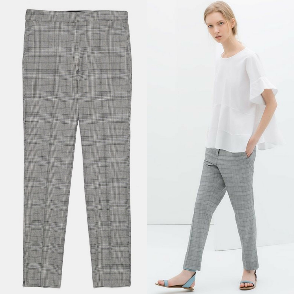 Zara checkered jogger waist trousers